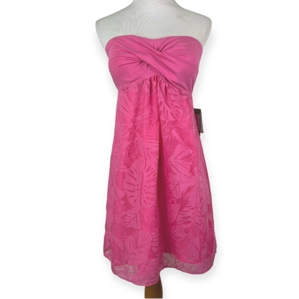 Lilly Pulitzer Regan Burnout Dress Hotty Pink Love Me or Leaf Mini Small Barbie